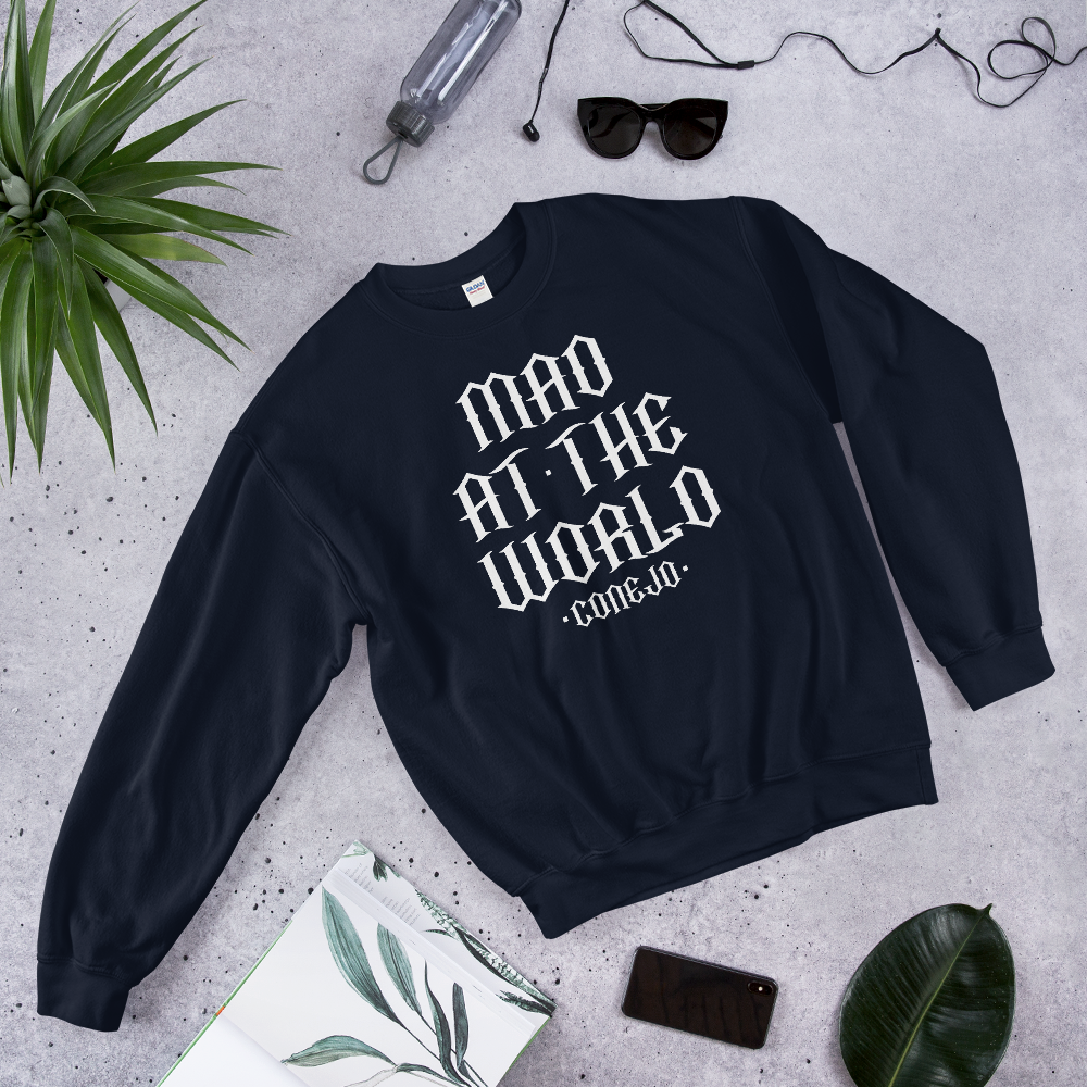 "Mad At The World" Conejo Lyric Crewneck Sweater